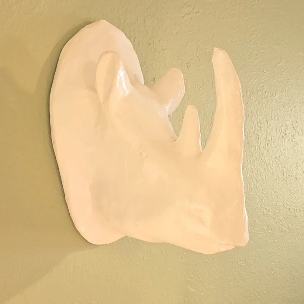 Discontinued West Elm Rhino Paper Mache Wall Sculpture